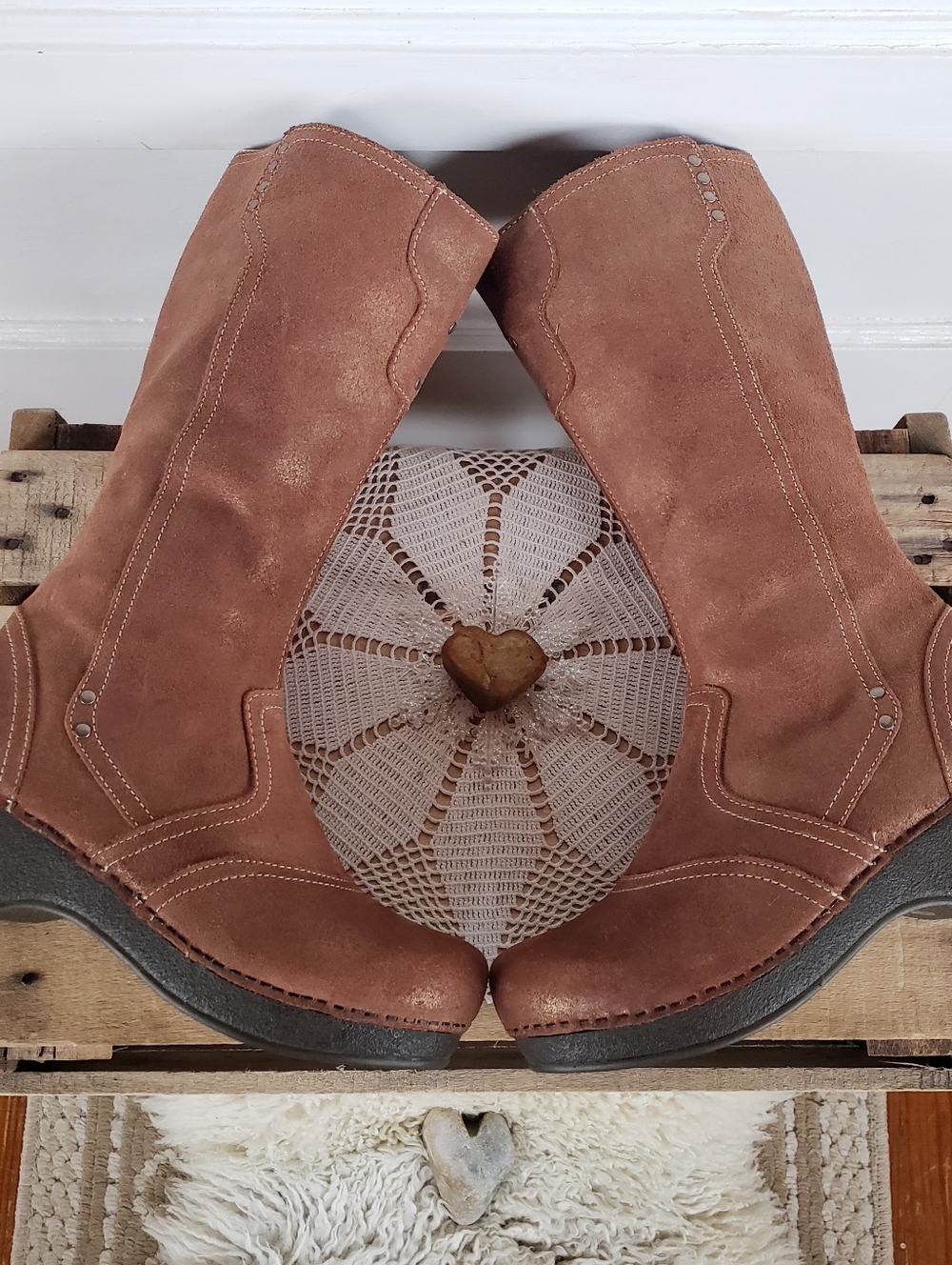 Copper Dansko Retro Boots Shimmer Suede Platform Crepe Disco Tall Boho 38 39 - Picture 4 of 15